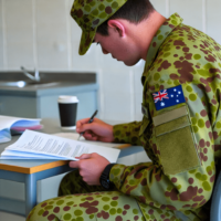 ADF solider studying for test